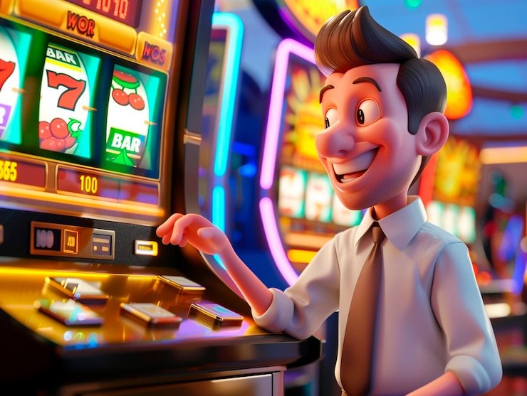 Tampilan kasino virtual modern dengan berbagai permainan slot dan meja live casino interaktif